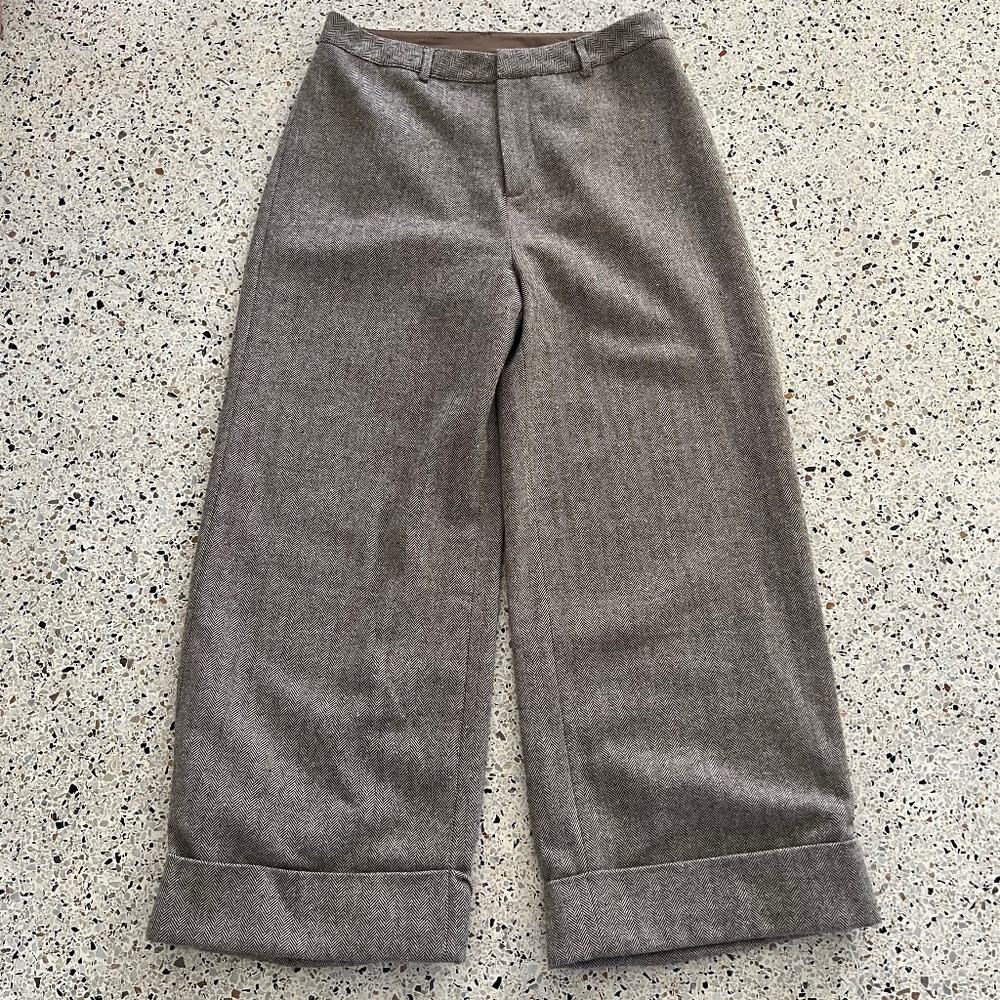 cider khaki herringbone cuffed pants womens NWT